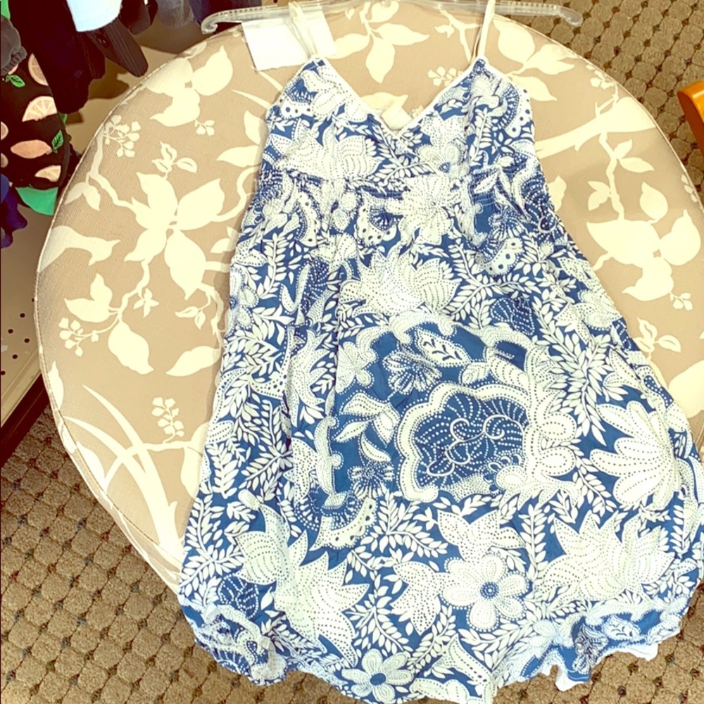 Floral print blue and white flower dress